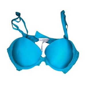 Victoria's Secret Dream Angel Teal Lace Push Up Bra 34C